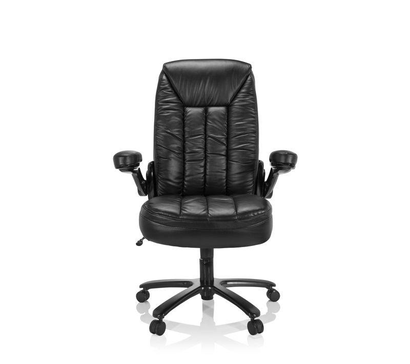 Fauteuil De Bureau Instructor Iii Simili Noir Avec Accoudoirs Rabattables