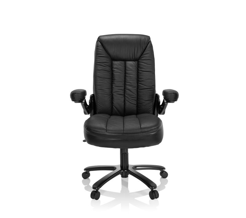 Fauteuil De Bureau Instructor Iii Cuir Noir Avec Accoudoirs Rabattables