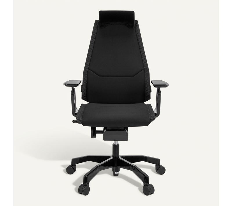 Fauteuil De Bureau Genidia Black Tissu Noir Accoudoirs Compris