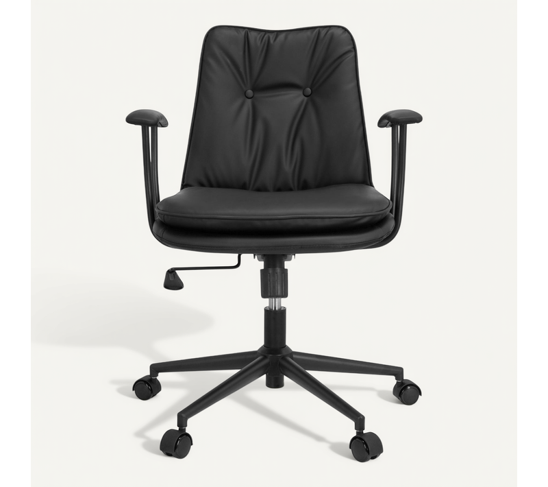 Chaise De Bureau Smallo Simili Noir Accoudoirs Compris