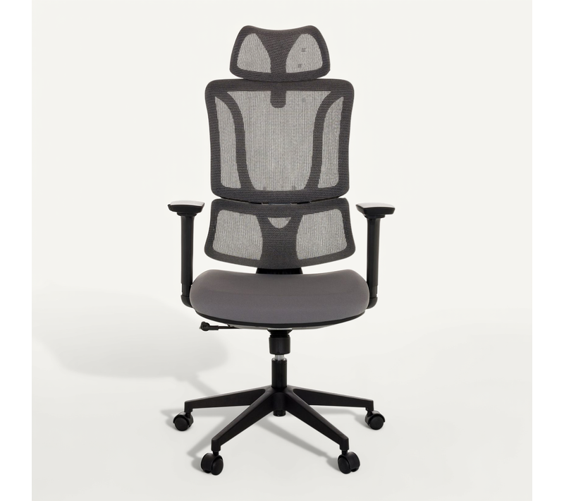 Chaise De Bureau Ergomy Tissu / Tissu Maille Gris Avec Accoudoirs (réglables En Hauteur)