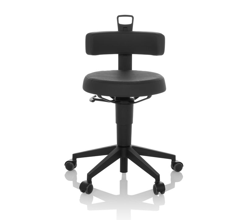 Tabouret Pivotant Top Work Flex Pu Simili Noir Sans Accoudoirs