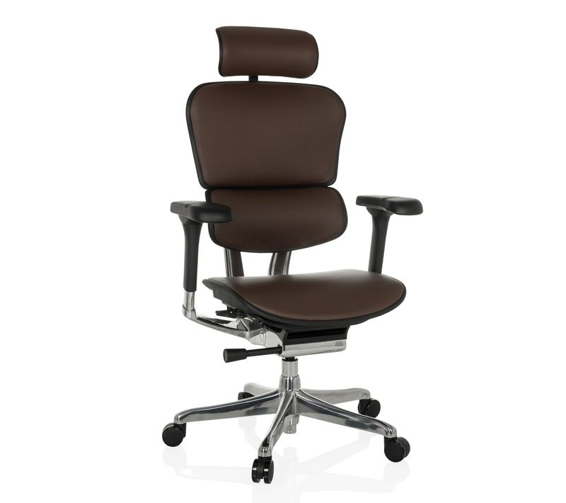 Siège De Direction De Luxe Ergohuman Gen2 Cuir Marron Foncé Avec Accoudoirs (réglables En Hauteur)