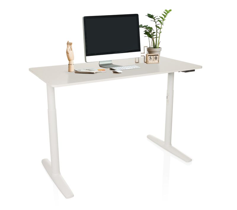 Bureau Stand Pro Panneau Mdf, Cadre En Acier Blanc