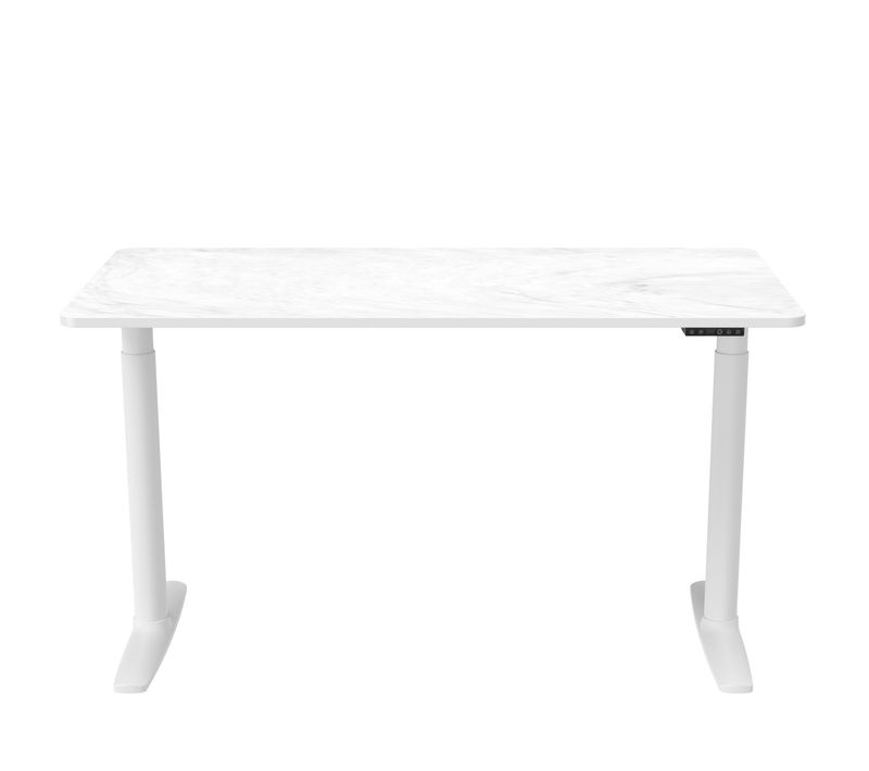 Bureau Stand Pro Panneau Mdf, Cadre En Acier Blanc/marbre