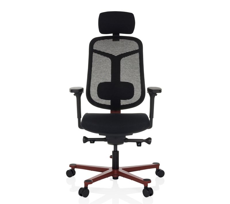 Fauteuil De Bureau Bicolore High Tissu / Tissu Maille Noir/rouge Accoudoirs Fournis (réglables En