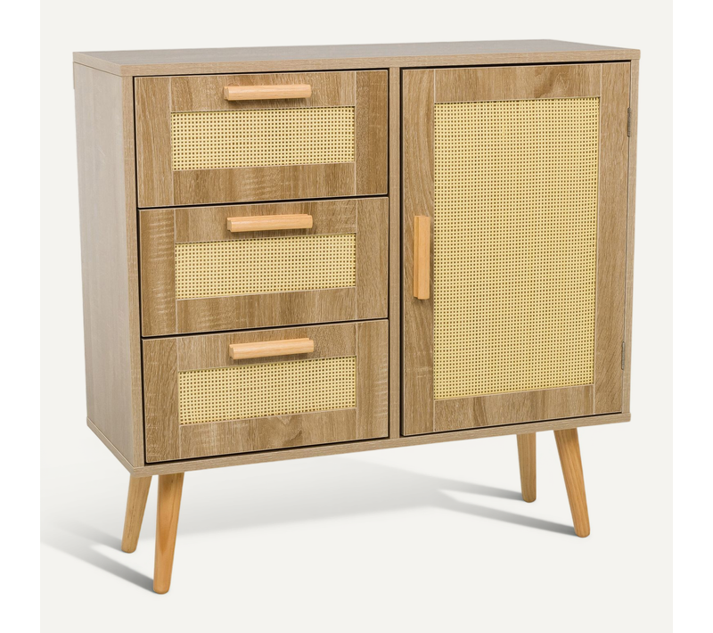 Buffet Stryn Panneau Mdf, Revêtement Mélaminé Marron Clair
