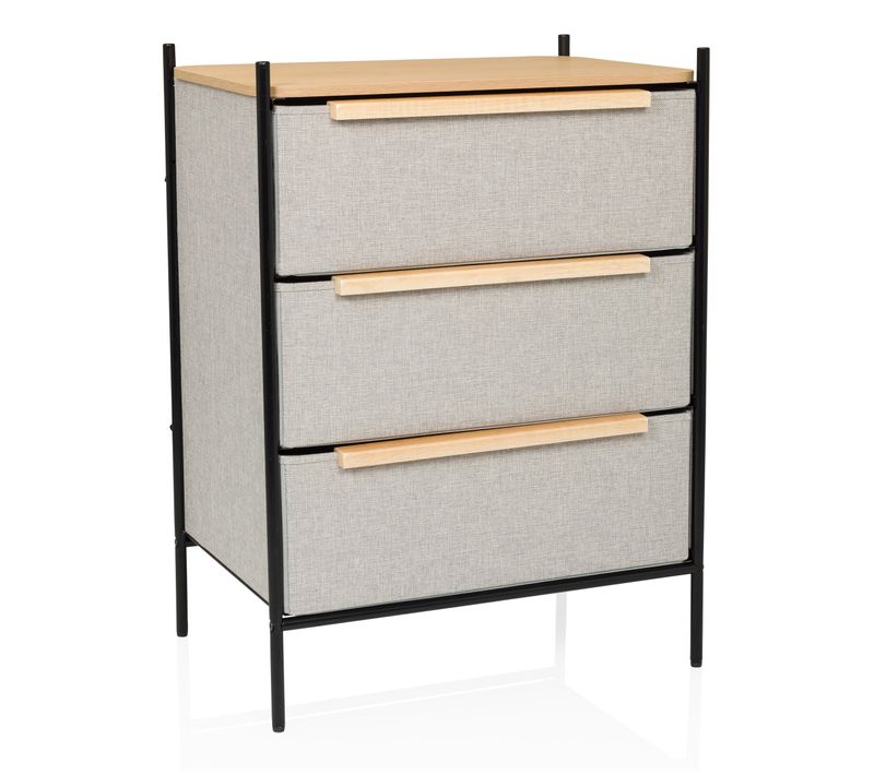 Commode 3 Tiroirs Stuvar Taupe Tissu