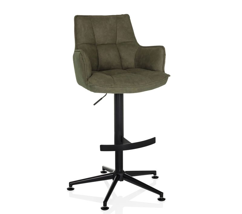 Tabouret De Bar Solao Life High Microfibre Vert Accoudoirs Compris