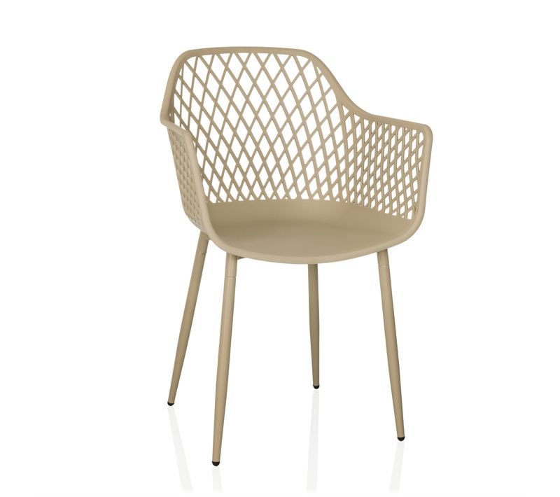 Chaise D'extérieur Begio L Plastique Beige Accoudoirs Fournis, Surface Toucher Doux "softpad"