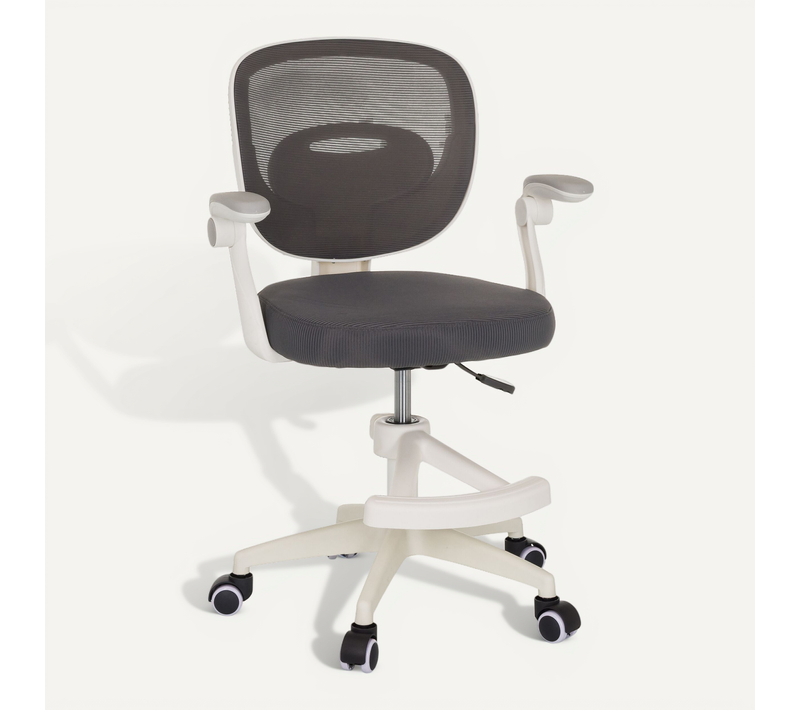 Chaise Pivotante Pour Des Enfants Kiddy Smart Tissu / Tissu Maille Gris Avec Accoudoirs Rabattables