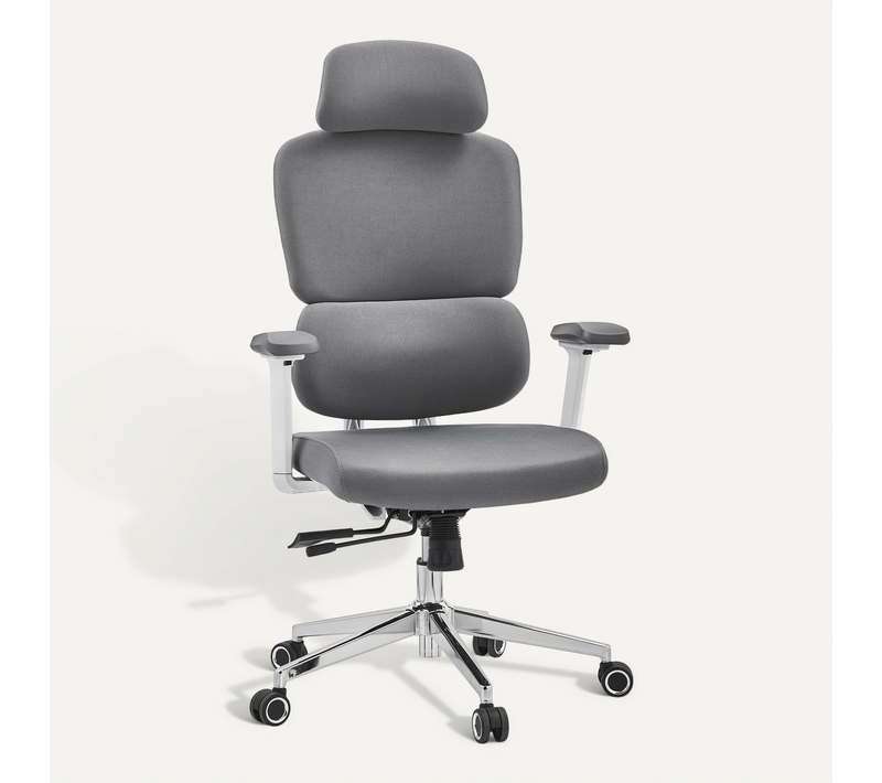 Fauteuil De Bureau Ergomy Wf 2 Tissu Gris Avec Accoudoirs (réglables En Hauteur)