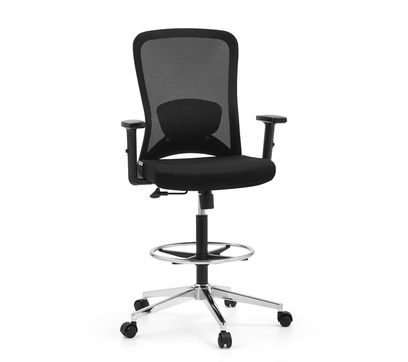 Chaise De Travail Top Work 44 Tissu / Tissu Maille Noir Accoudoirs "u2" Fournis (réglables En