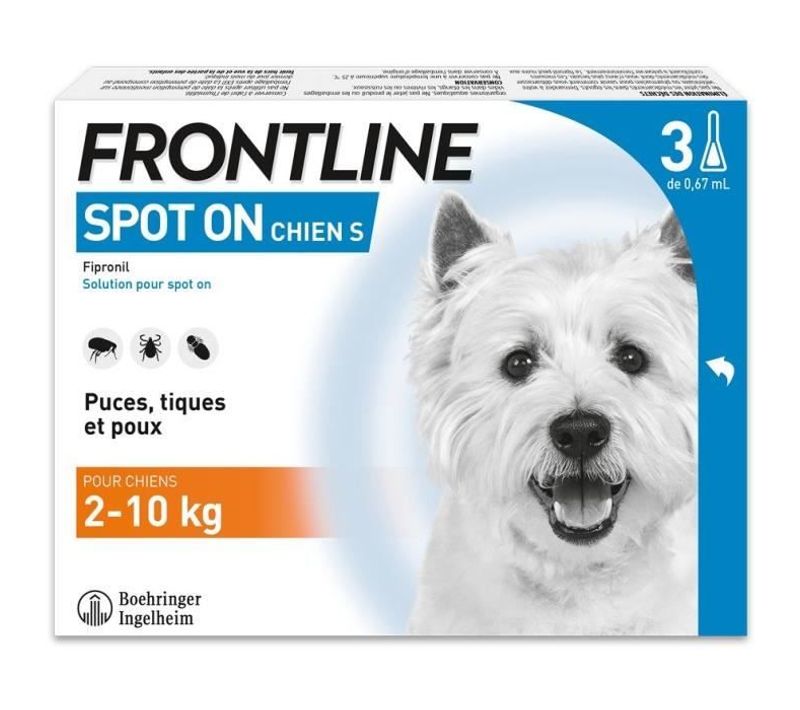 3 Pipettes Antiparasitaires Spot On Chien - 2 à 10 Kg - Puces, Tiques, Poux