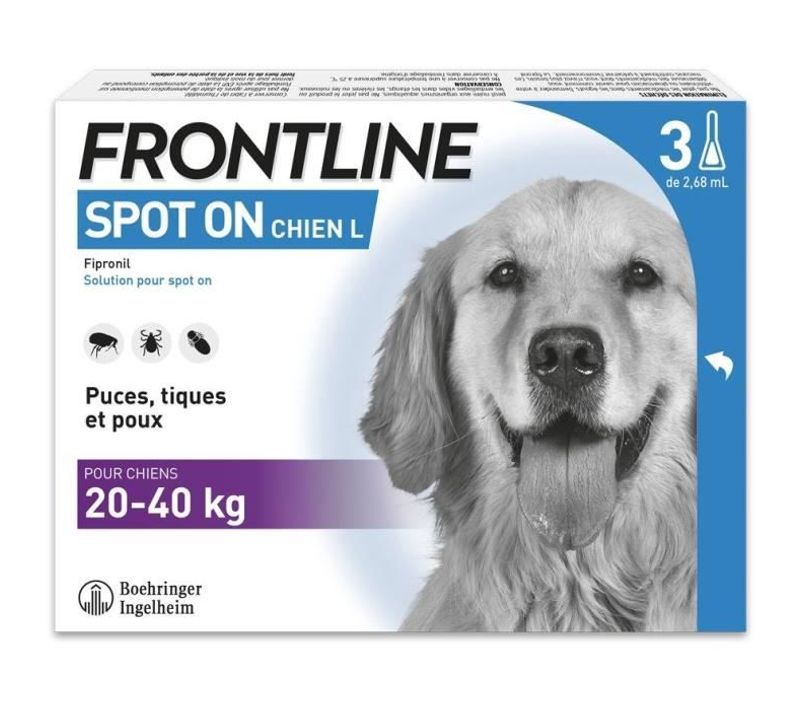 3 Pipettes Antiparasitaires Spot On Chien - 20-40 Kg - Puces, Tiques, Poux