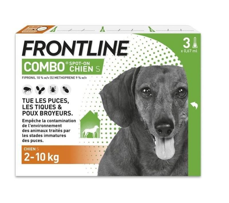 3 Pipettes Antiparasitaires Combo Chien - 2 à 10 Kg - Puces, Tiques, Poux Broyeurs