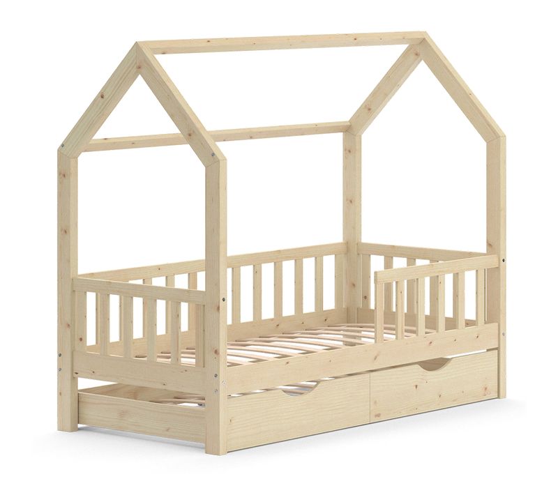 Lit Cabane Wiki 37547 Naturel Bois 80x160 Cm Avec Lit Dappoint