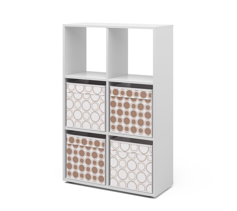 Meuble De Rangement Cube , Blanc, 72x107.8cm Avec 4 Boîtes Pliantes