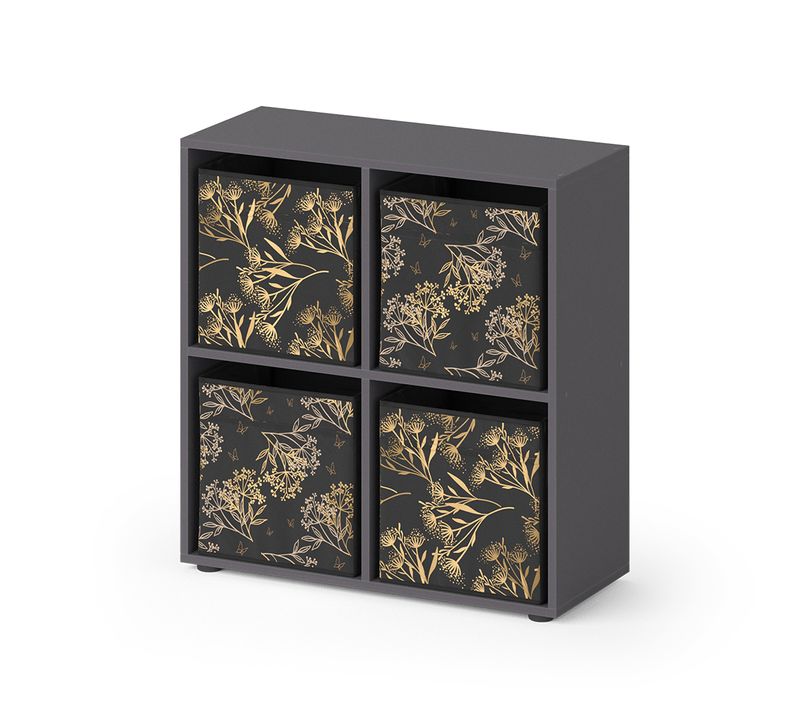 Meuble De Rangement Cube Tetra, Noir, 72.6x72cm