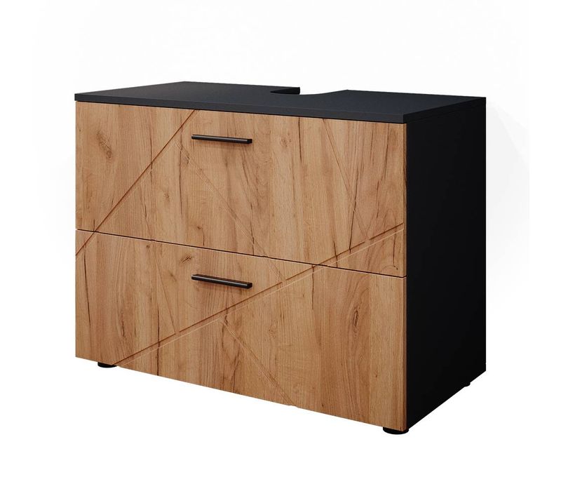 Meuble Sous Vasque Simple Irma 37574 Chêne Doré/anthracite 80x58.6cm