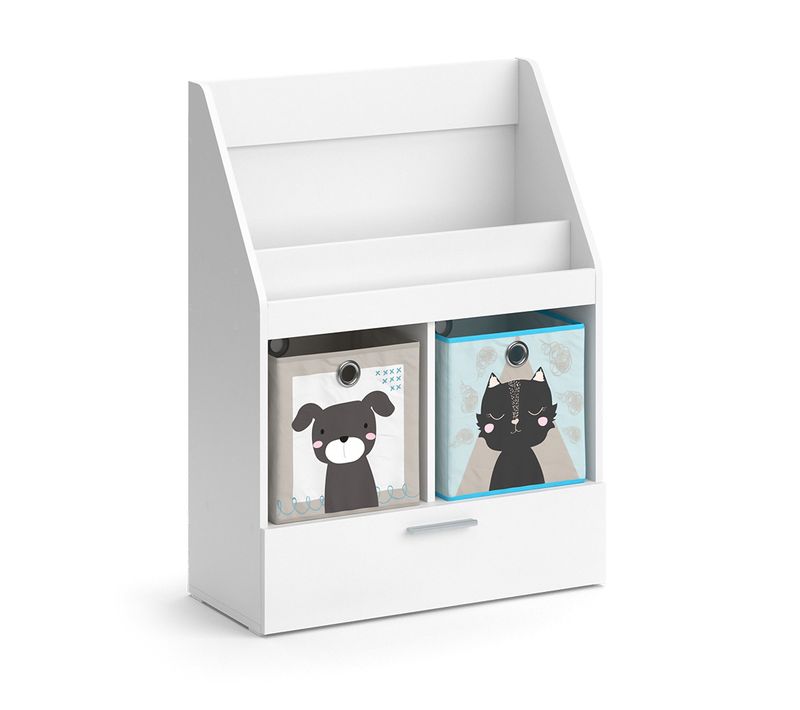 Bibliothèque Enfant Luigi 39444 Blanc 72x96.2cm Avec Tiroir Et 2 Boxes Pliants Opt.3