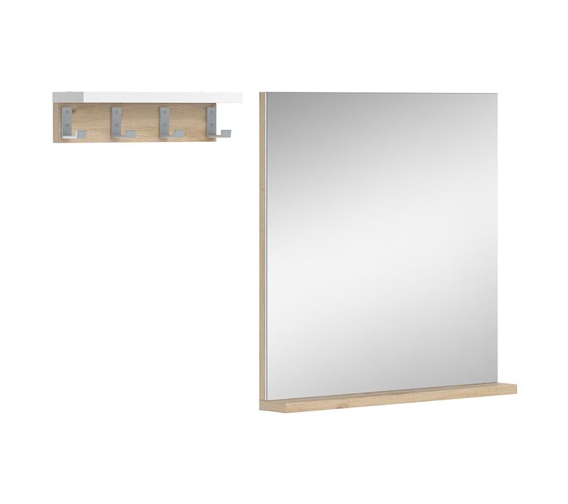 Miroir Mural Henri 40821 Blanc 50x51.6cm Avec Étagère