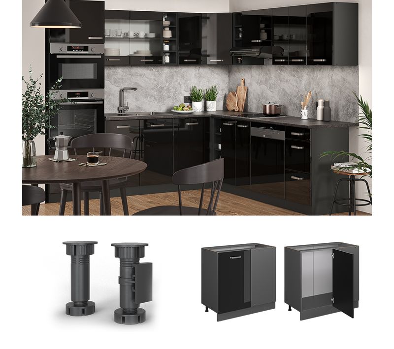 Meuble Dangle R-line 41180 Noir Haute Brillance 86cm Sans Pt