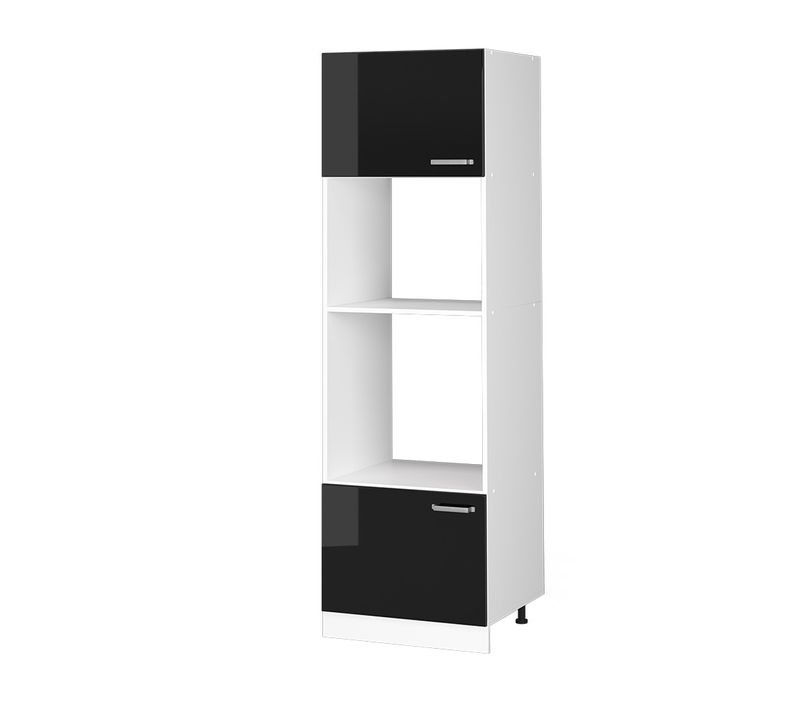 Armoire Universelle R-line 41724 Noir Haute Brillance 60cm Avec Étagères Ouvertes, Et Portes
