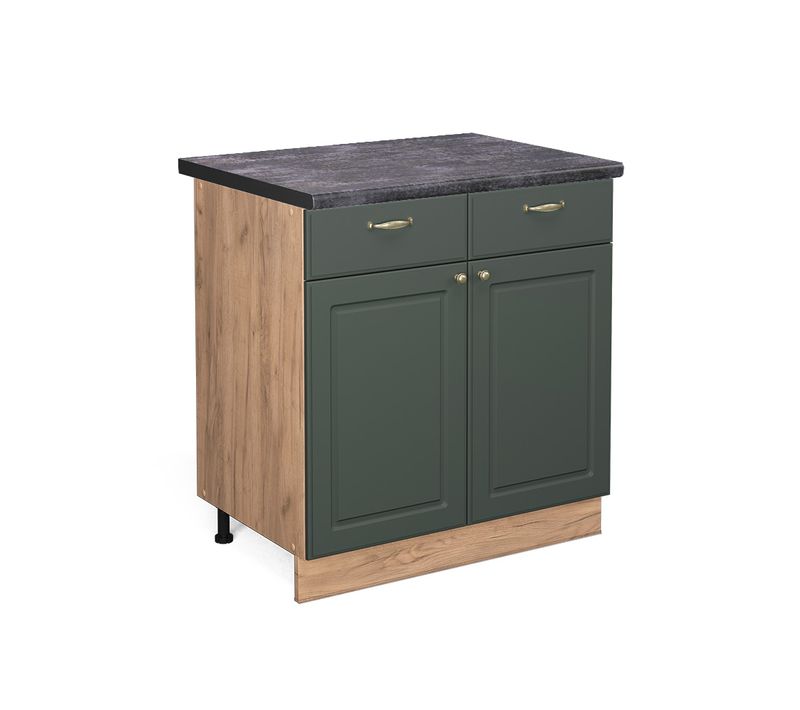 Meuble Cuisine Fame-line 45864 Vert Or Campagne 80cm , Pt Anthracite
