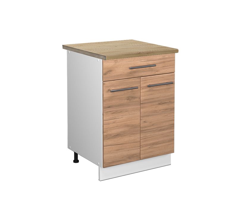 Meuble Cuisine Fame-line 45945 Chêne De Force Doré 60cm Avec Tiroir, Pt Chêne