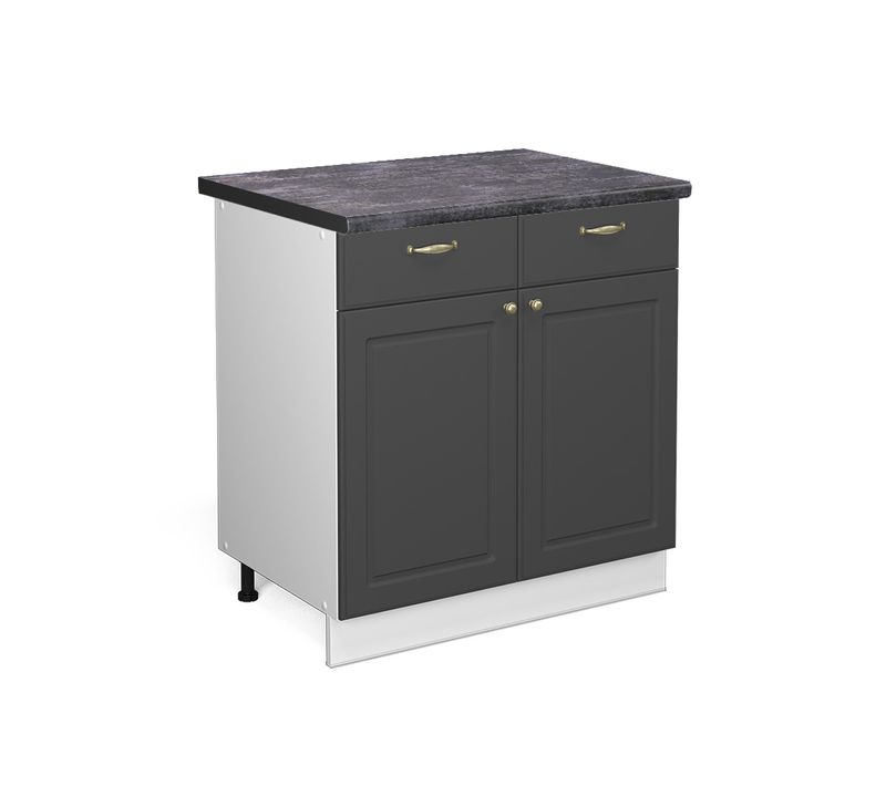 Meuble Cuisine Fame-line 46613 Anthracite-or 80cm , Pt Anthracite