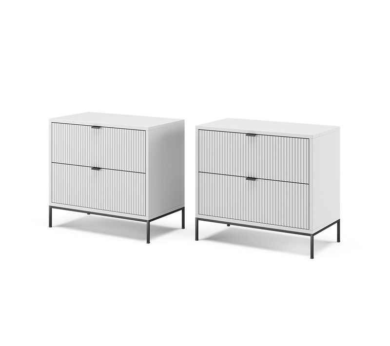 Table De Chevet Eliza 49867 Blanc Lot De 2