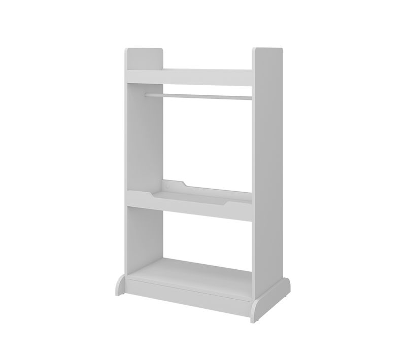 Armoire Pour Enfants Conny 49329 Blanc 67x110cm Avec Barre De Suspension Et Boutons En Bois