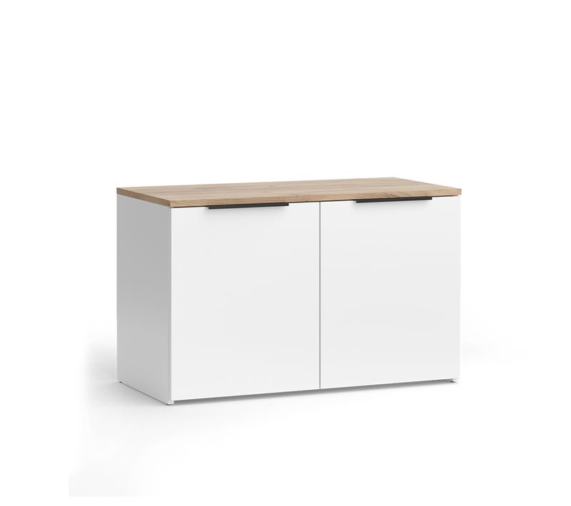 Sideboard Wido 51708 Blanc/sonoma 80x50cm Avec 2 Portes