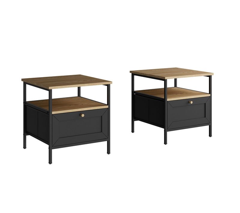 Table De Nuit Lunis 51896 Noir Lot De 2