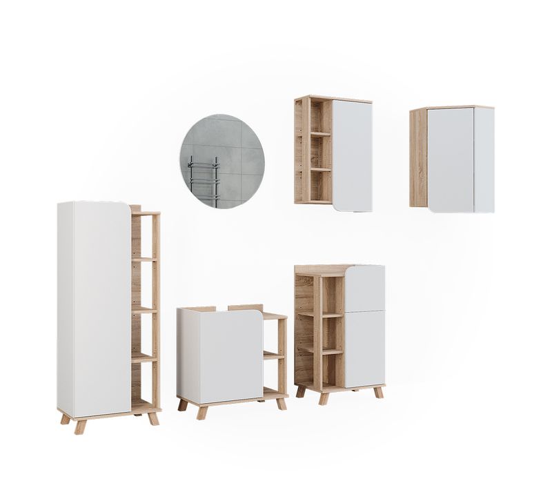 Meubles Bain Karen 52055 Sonoma/blanc 5 Pièces