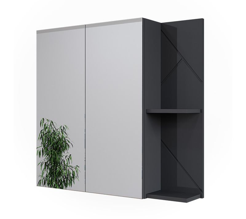 Armoire De Salle De Bain Avec Miroir Irma 52079 Anthracite Brillant/anthracite 80x75cm