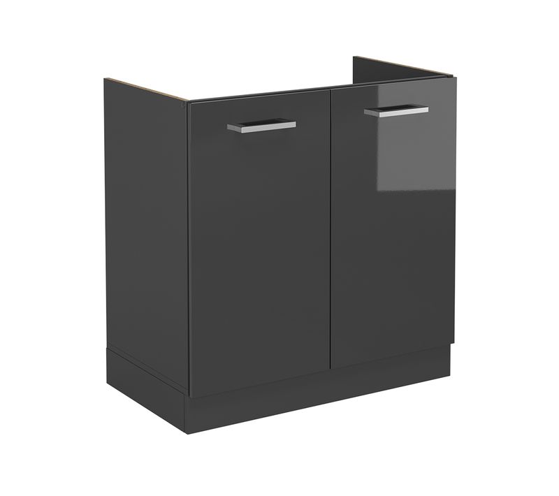 Meuble Bas Sous-évier R-line 53425 Anthracite Haute Brillance 80cm Sans Pt
