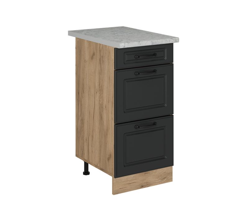 Meuble Cuisine R-line 54154 Anthracite Campagne 40cm Avec Tiroirs, Marbre Ap