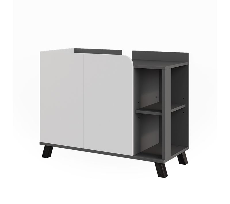 Meuble Sous-lavabo Karen 54649 Anthracite/blanc 80x65cm Avec 2 Portes