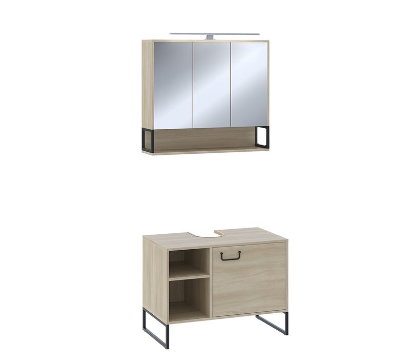 Meubles Bain Vionna 55364 Chêne/noir 2 Pièces