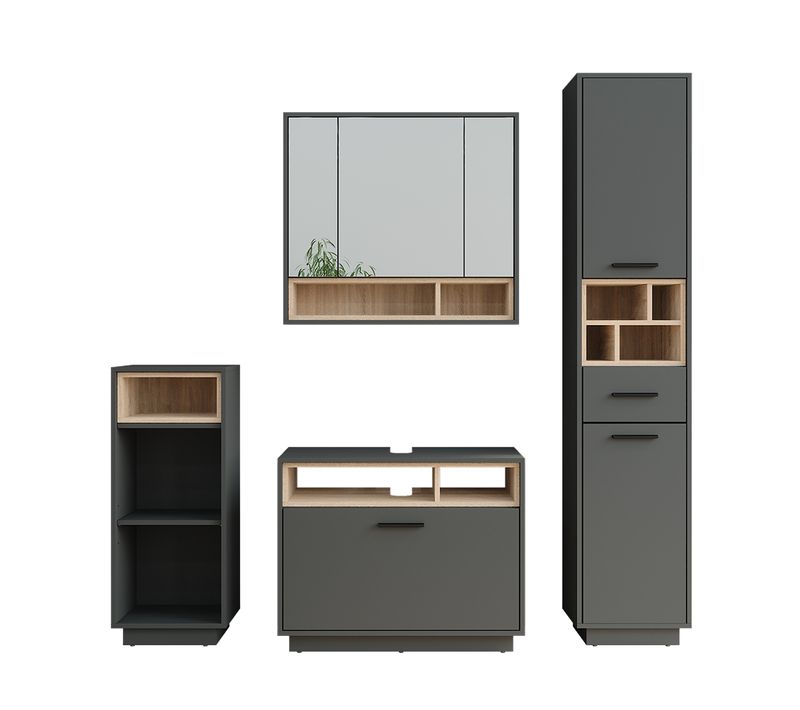 Ensemble De Meubles De Salle De Bains Beatrice 55786 Anthracite/sonoma Kit 4