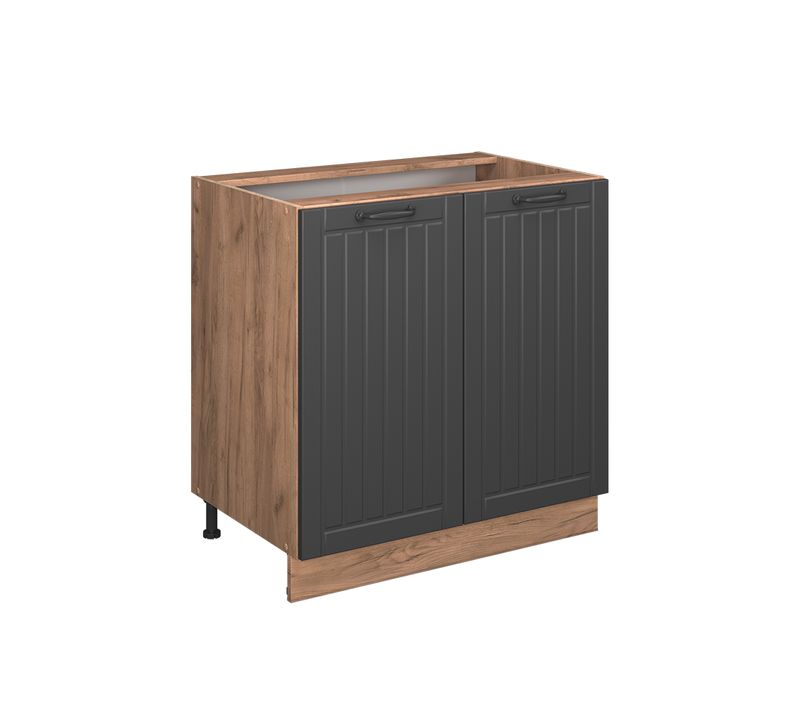 Meuble Bas De Cuisine Fame-line 56671 Gris Foncé 80cm Avec Étagère, Pt Anthracite