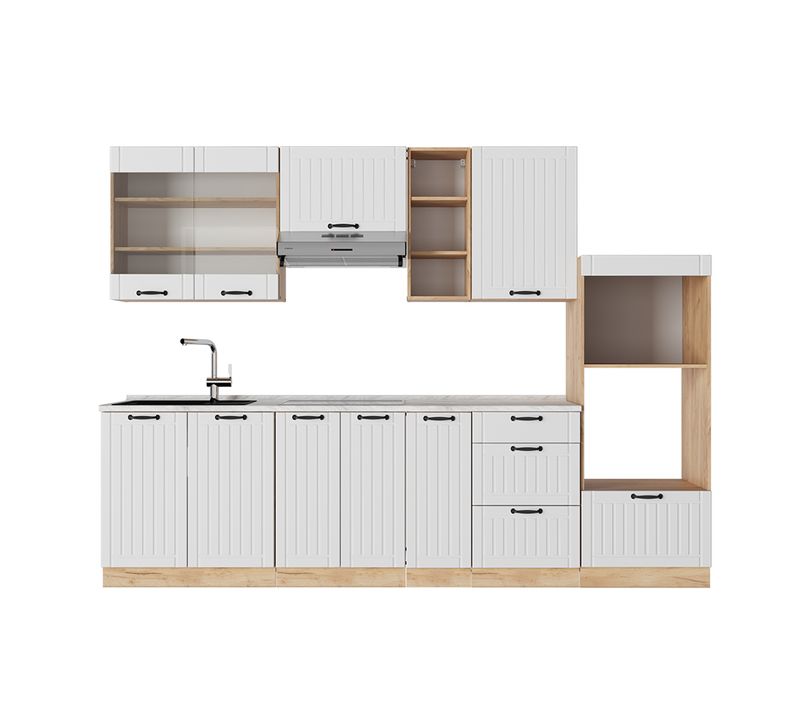 Cuisine Fame-line 56771 Blanc Campagne 280cm , Pt Marbre