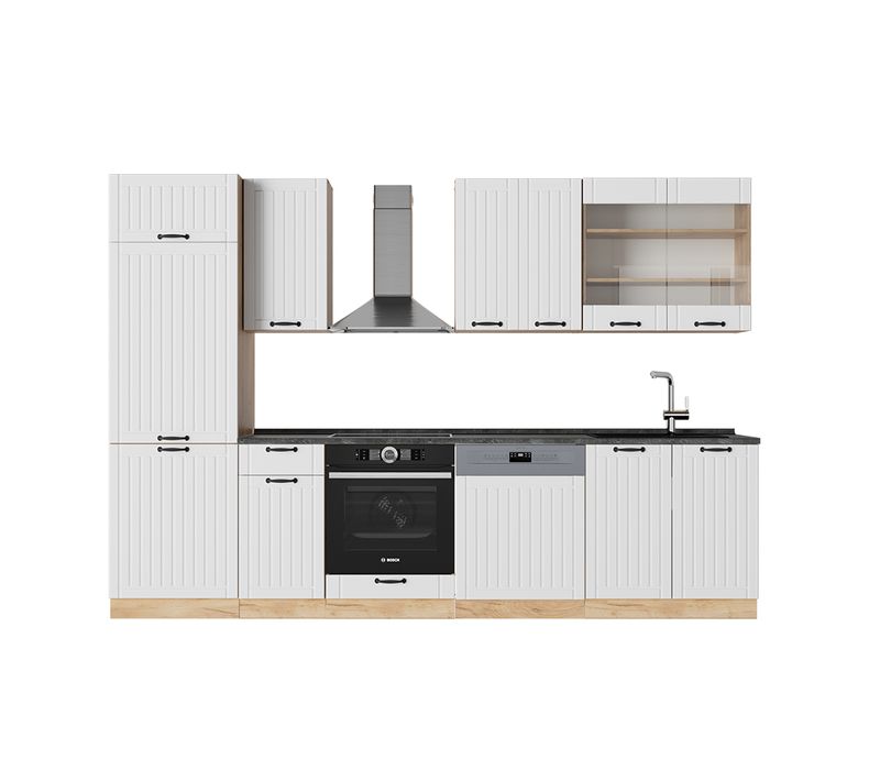 Cuisine Fame-line 57131 Blanc Campagne 300cm , Pt Anthracite