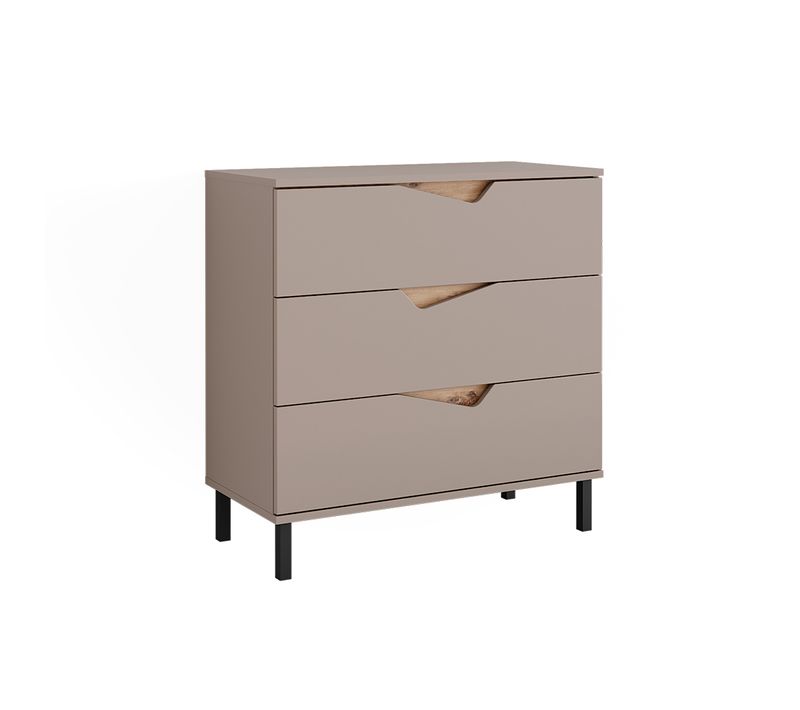 Commode Avec Tiroirs Marelle, Greige/artisan, 80x81.2cm Avec 3 Tiroirs