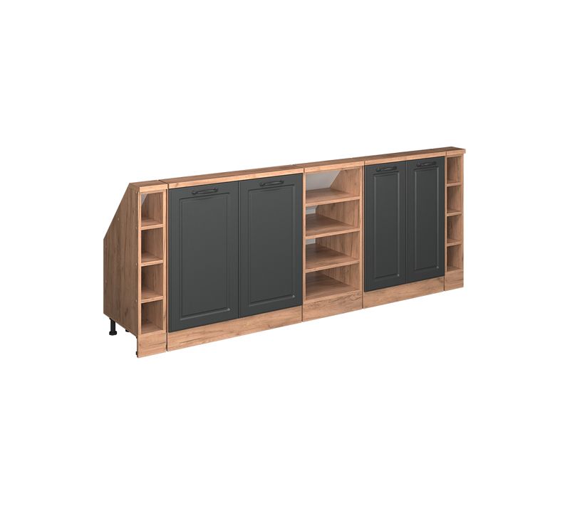 Meuble Sous Pente R-line 58184 Anthracite Campagne 215cm Lot De 5