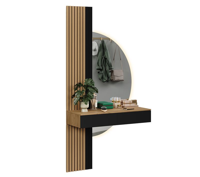 Coiffeuse Melina 58445 Chêne/noir 100cm Avec Miroir LED
