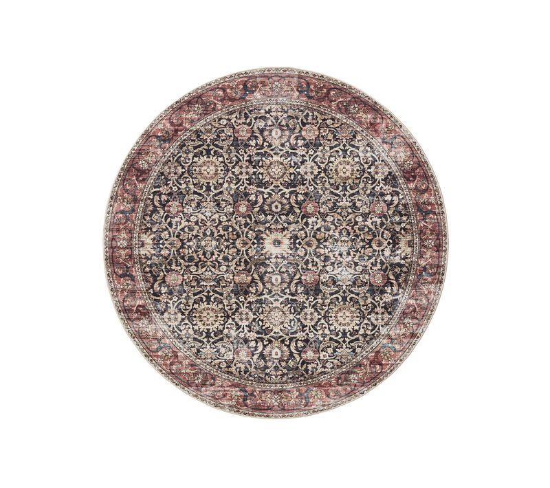 Tapis Lavable George Multicolore/rouge Ø 120 Cm