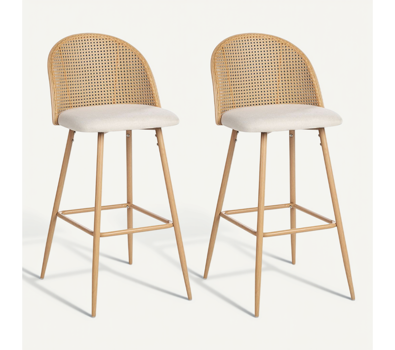 Lot De 2 Chaises De Bar Cornell Métal Marron Clair